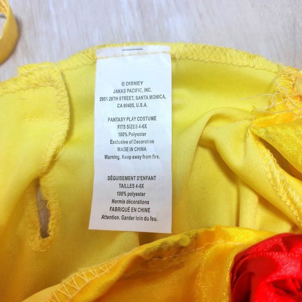 Disney Belle Princess Costume Dress Girls 4-6X Yellow Beauty and the Beast Jakks